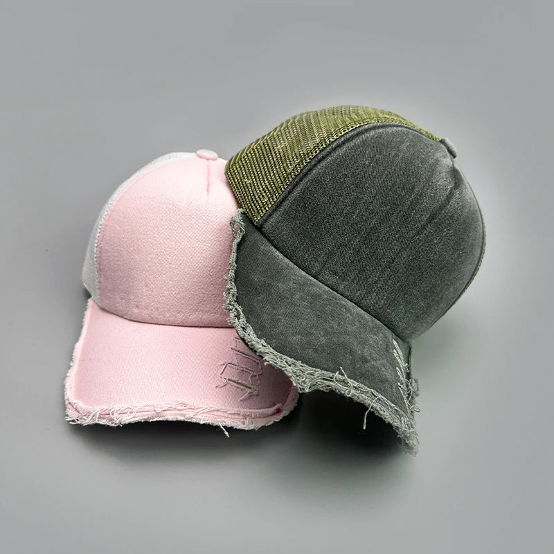 Mesh Solid Rotten Edged Baseball Hats