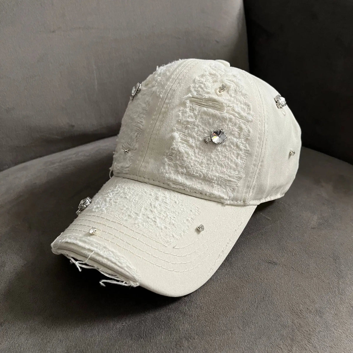 Rhinestone Distressed Baseball Cap