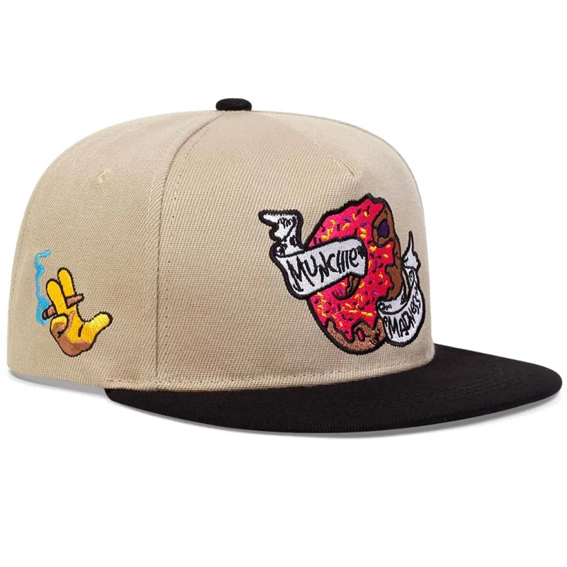 Unisex Doughnut Embroidery Hip Hop Hats Outdoor Adjustable Casual Sunscreen Hat