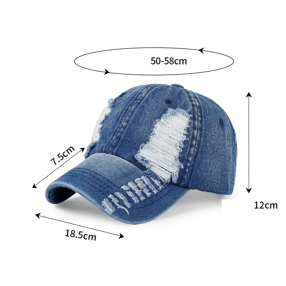 Women's Korean Versatile Ripped Denim Baseball Cap