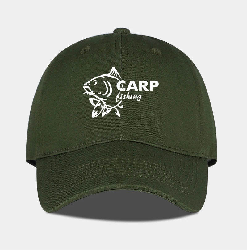 Carp Fishing Print Baseball Cap Adjustable Curved Brim Dad Hat For Men Outdoor Fishing Casual Activities
