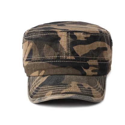 Vintage Camouflage Hats For Men Women Spring Summer Flat Top