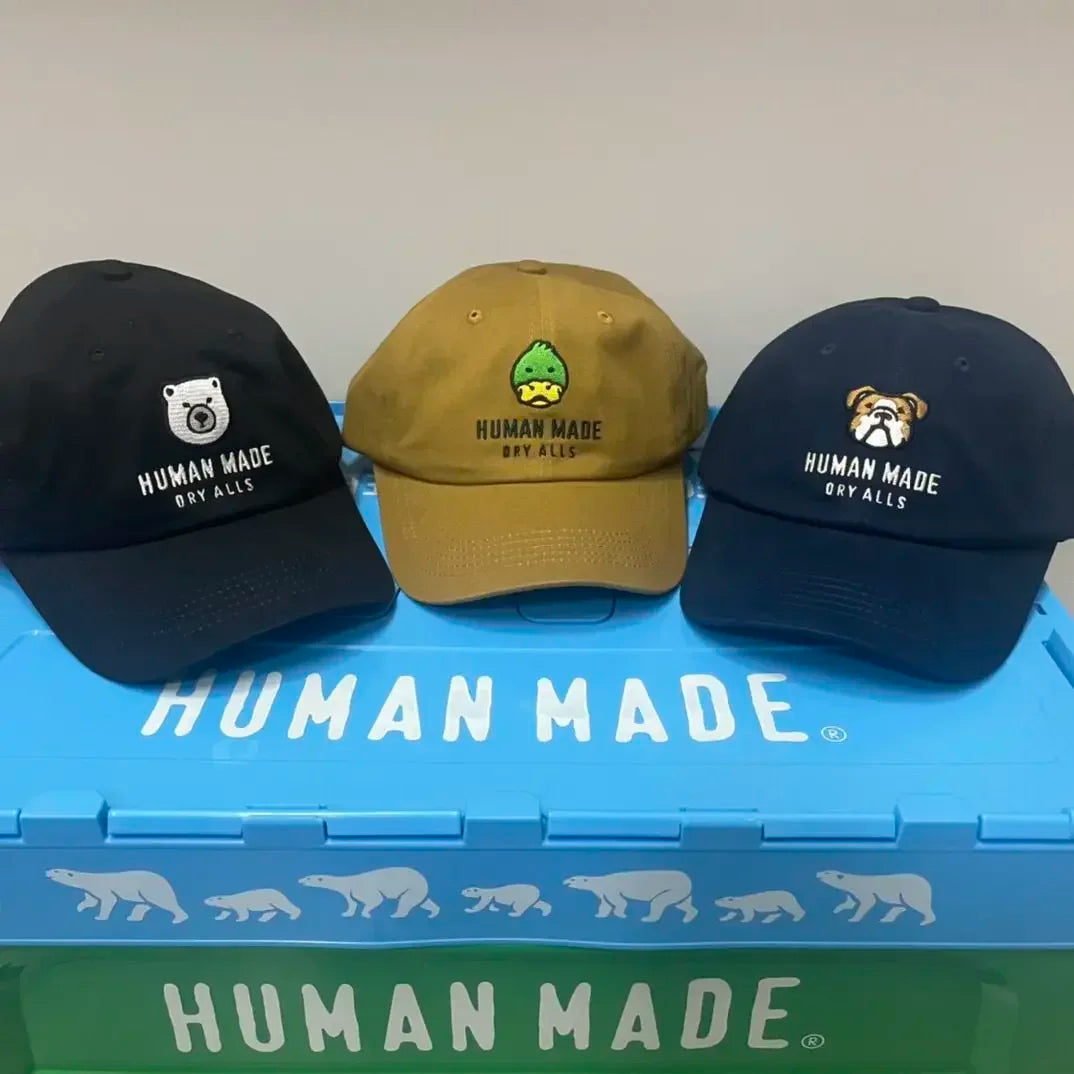 HUMAN MADE Cartoon Animal Head Baseball Cap Japanese Street Spring Summer Unisex Sun Peaked Hat Daily