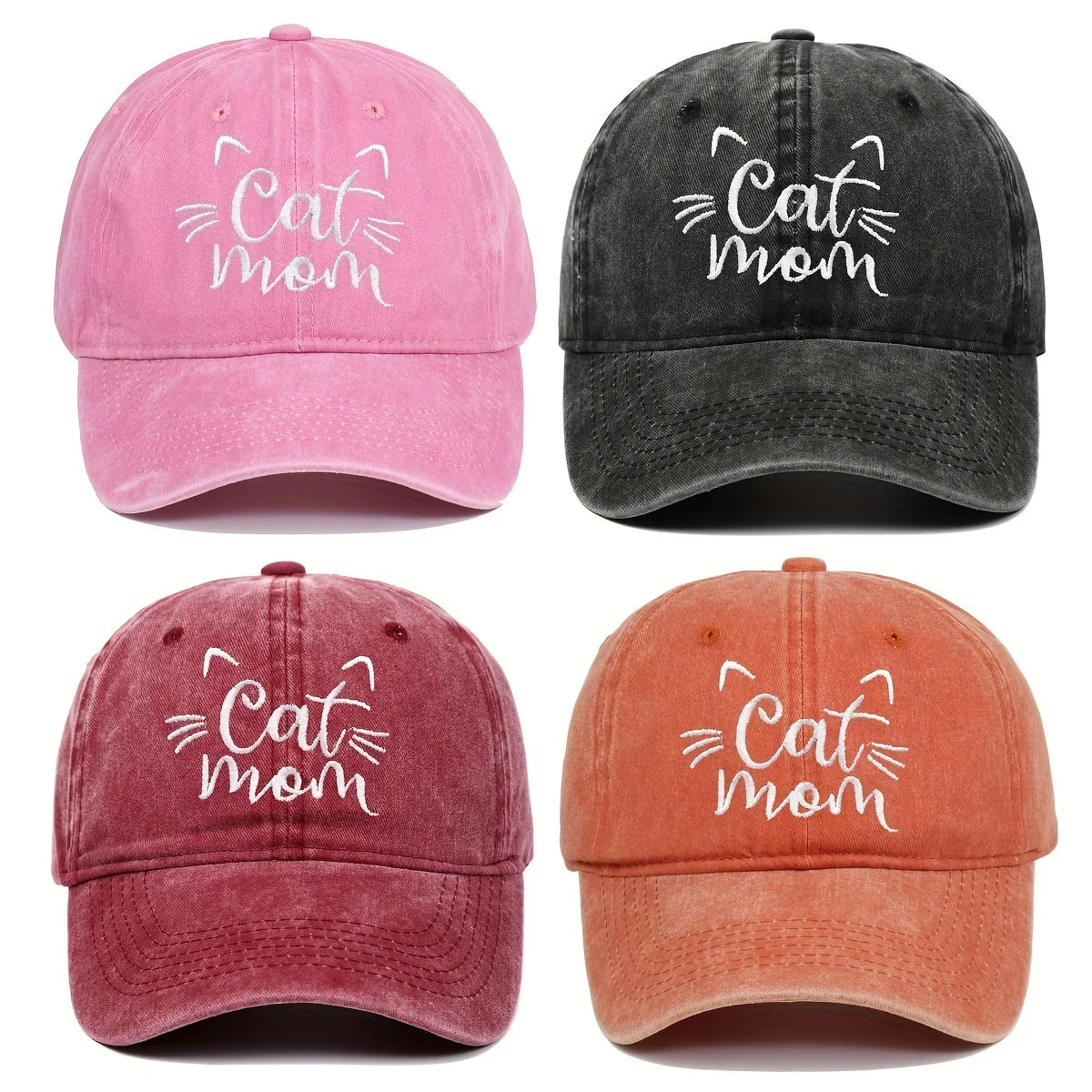 Ladies Embroidered Cat Mom Baseball Cap