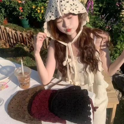 Handmade Hollow Crochet Hats For Women Knitted Beanies Cap