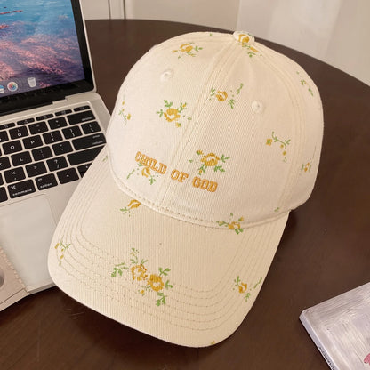 New Pastoral Style Floral Duckbill Cap Girls