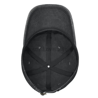 Skeleton Mustang Baseball Cap Vintage Washed Cotton Denim Dad Hat