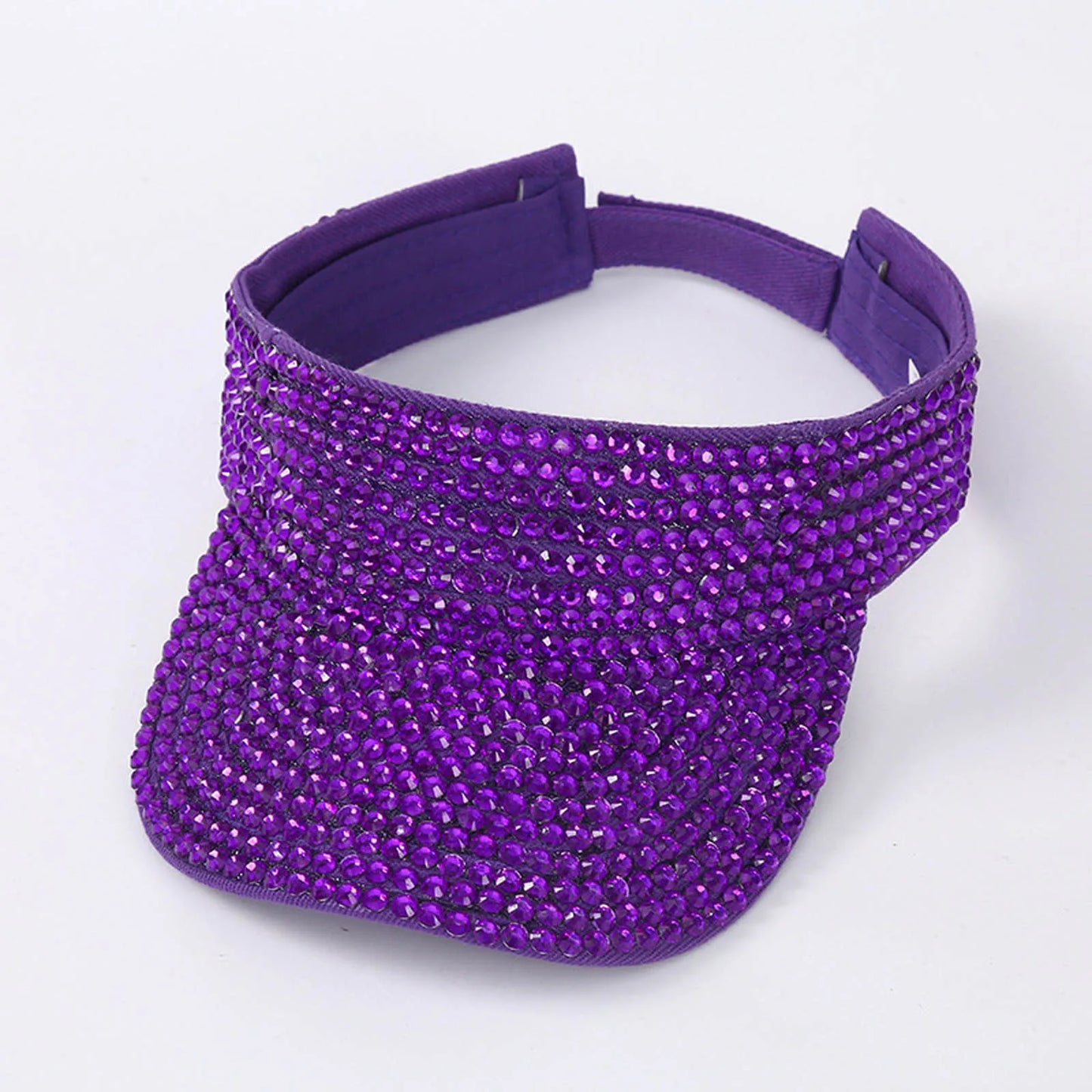 Glitter Visor Shiny Rhinestones Sport Cap Solid Empty Top Hats