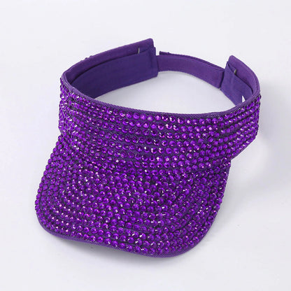 Glitter Visor Shiny Rhinestones Sport Cap Solid Empty Top Hats
