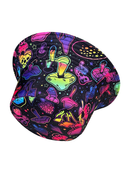 Dreamy Colorful Mushroom Bucket Hat, Reversible Sun Hat
