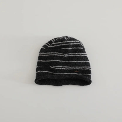 Striped Knitted Beanies Hats Kids Boys Girls Winter Plush Warm Hat Outdoor