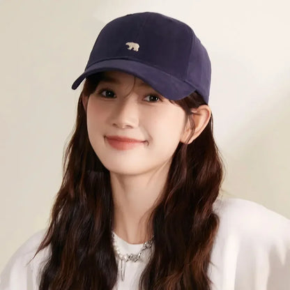 Big Head Baseball Cap Embroidery Polar Bear XL Size Sun Visor Cap