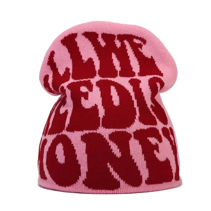 Y2K Letter Knitted Winter Autumn Beanie Cap Men Women