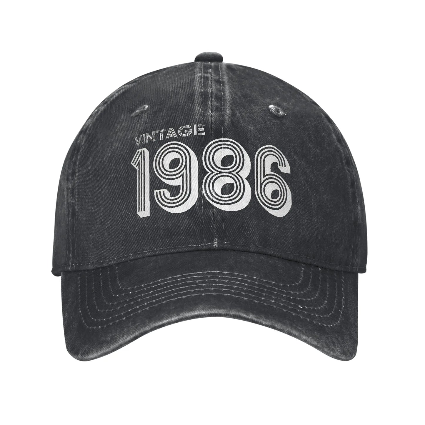 Unisex Vintage 1986 Birthday Year 40 years old  Printed Hats Vintage Distressed Denim  Baseball Cap