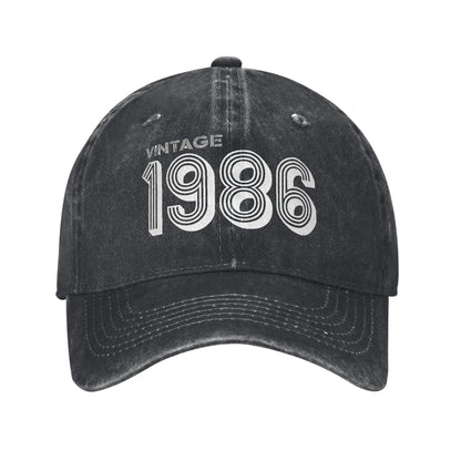 Unisex Vintage 1986 Birthday Year 40 years old  Printed Hats Vintage Distressed Denim  Baseball Cap