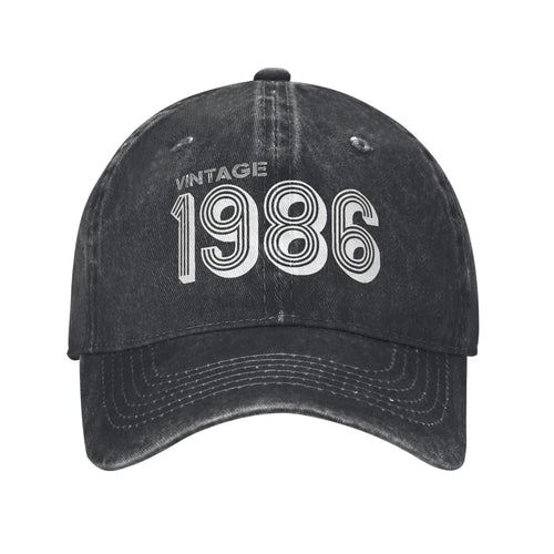 Unisex Vintage 1986 Birthday Year 40 years old  Printed Hats Vintage Distressed Denim  Baseball Cap
