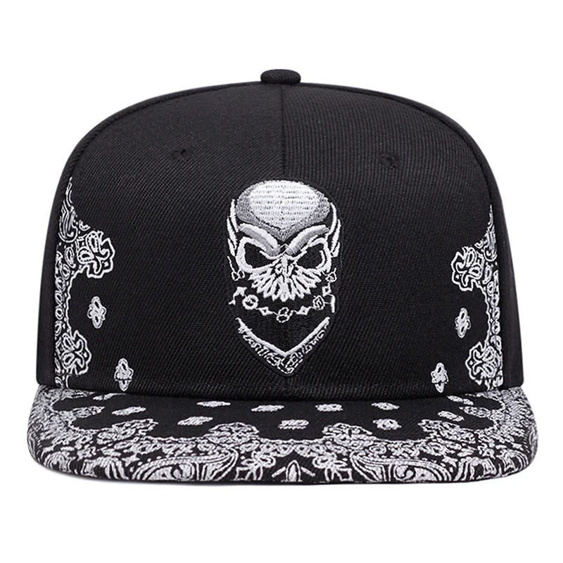 Fashion Snapback Hat Paisley Skeleton Embroidery HipHop Hat