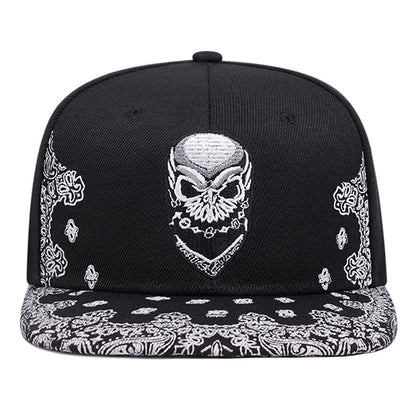 Fashion Snapback Hat Paisley Skeleton Embroidery HipHop Hat