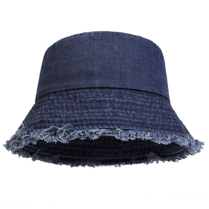 Neutral Denim Bucket Hat Fashionable Sun Protection Caps
