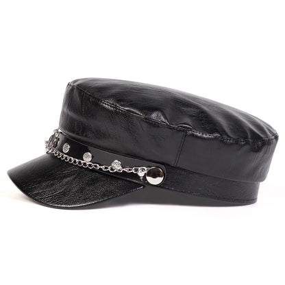 Unisex Ship Anchor Chain Buckle Leather Hat