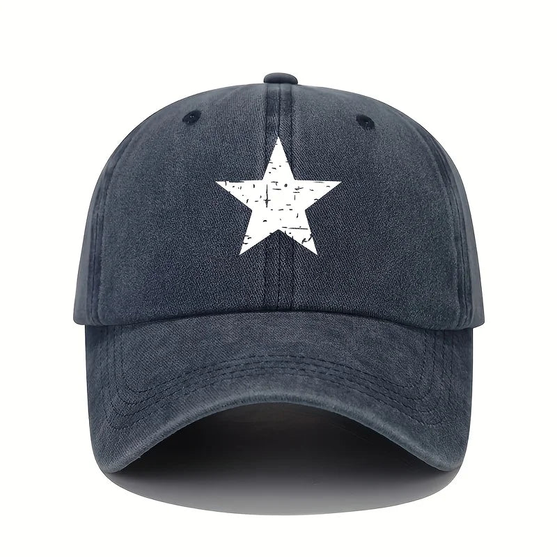 Star Print Baseball Cap Retro Lightweight Washed Cap Women's