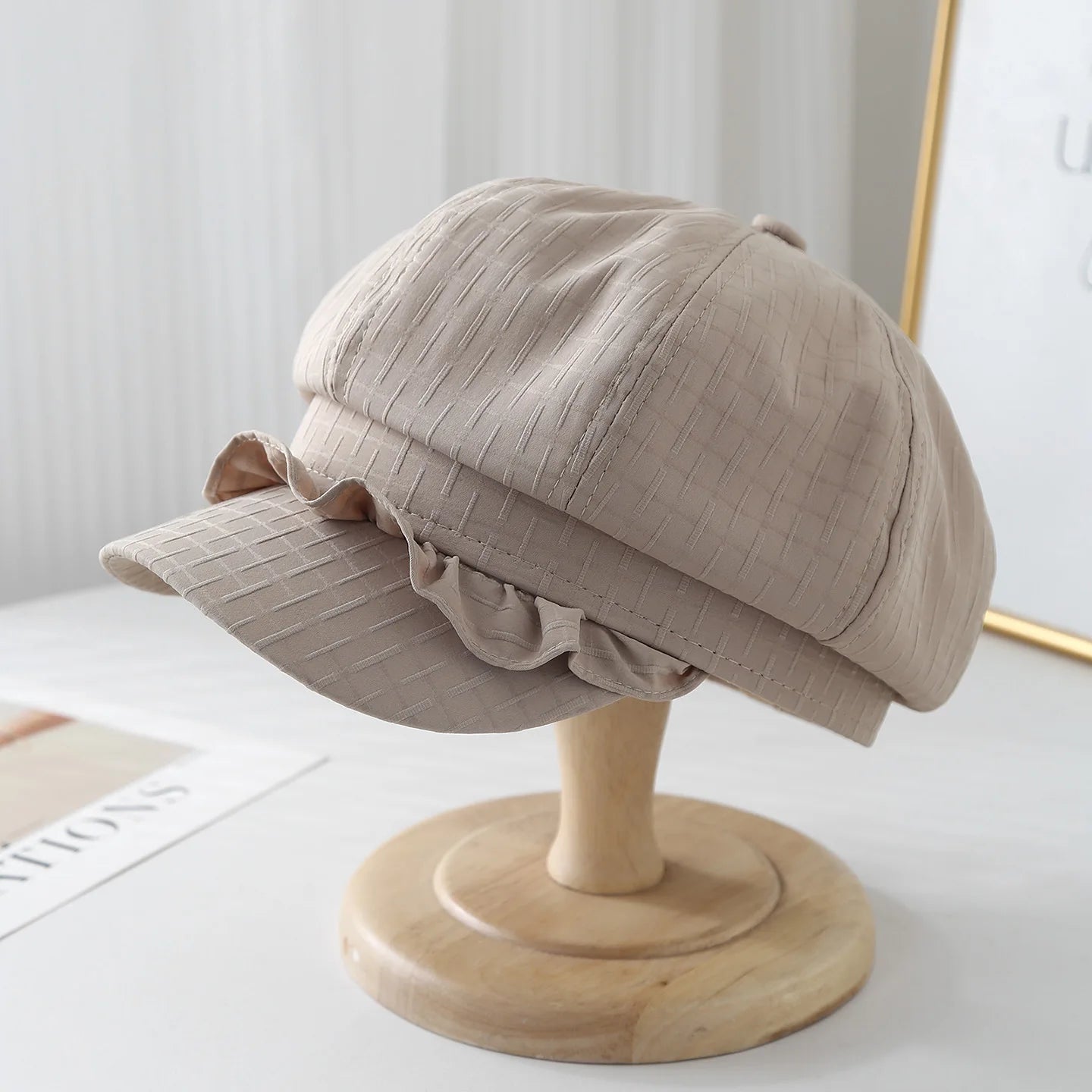 Women's Octagonal Hat Linen Breathable Cloud Hat Newsboy Cap Female