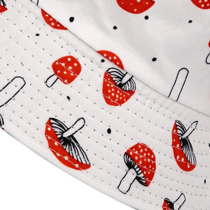 Unisex Hats Sun Shading Fishing Sun Hats Fashion Personalized Verstaile Mushroom Print Double-sided Bucket Hats Outdoor Sports
