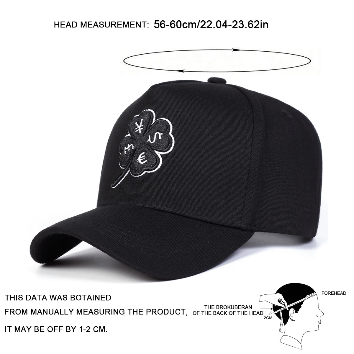 Unisex Four Leaf Clover Embroidery Baseball Caps Spring Autumn