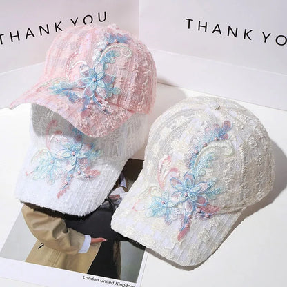 Korean Lace Flower Baseball Caps Women Summer Outdoor