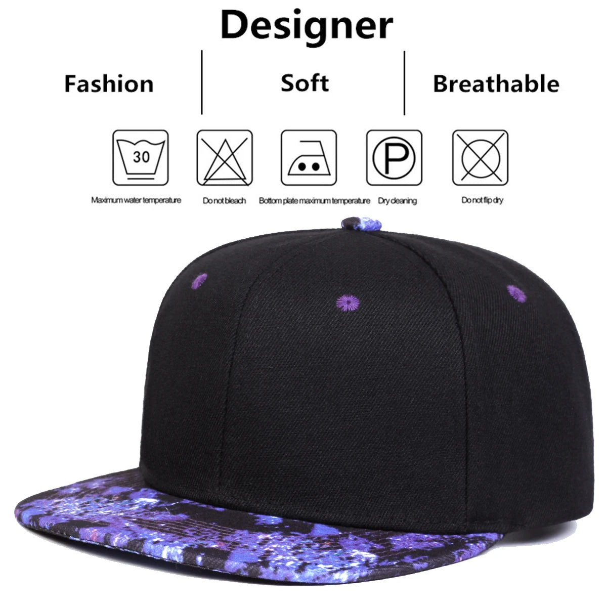 Unisex Purple Starry Sky Printing Hip-hop Hats Fashion Spring Autumn