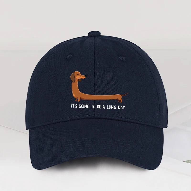 Fun Dachshund “Long Day” Printed Baseball Cap