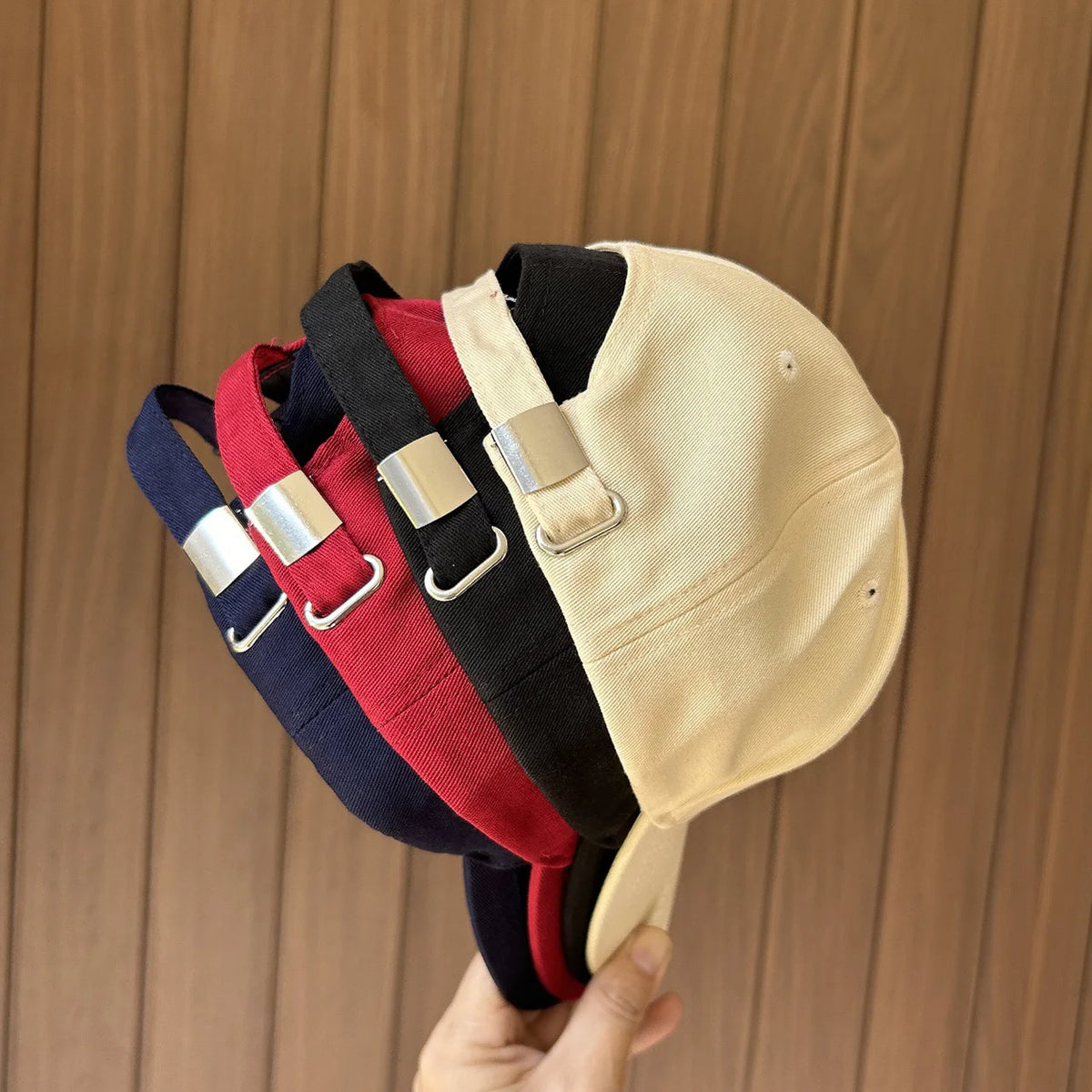 Men Women Cotton Solid Color Adjustable Sunshade Duckbill Cap