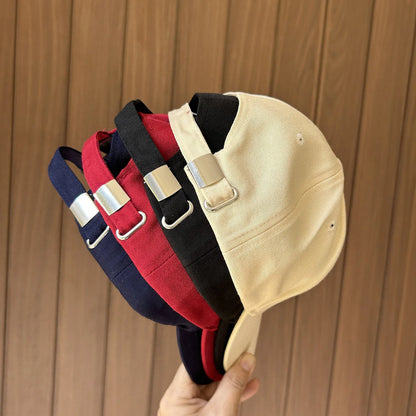 Men Women Cotton Solid Color Adjustable Sunshade Duckbill Cap