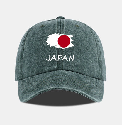 Flag Print Washed Baseball Cap Comfortable & Breathable Retro Patriotic Style Daily Commute Gift for Japan Enthusiasts
