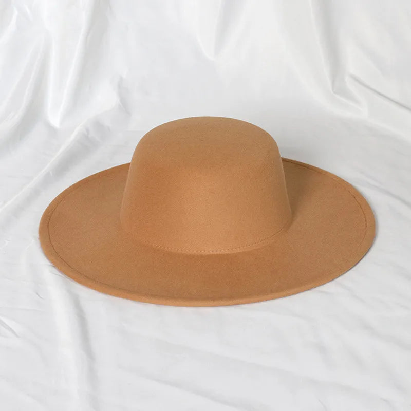 New Oversized Edge Flat Top Hat Retro French Felt Hat