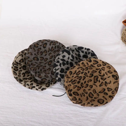 Fashion Leopard Print Beret All-Match Student Octagonal Cap Painter Hat