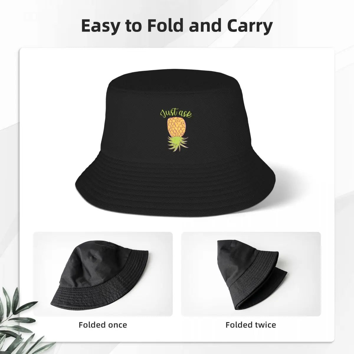Upside Down Pineapple: Just Ask Bucket Hat  Christmas Hat For Men Women's
