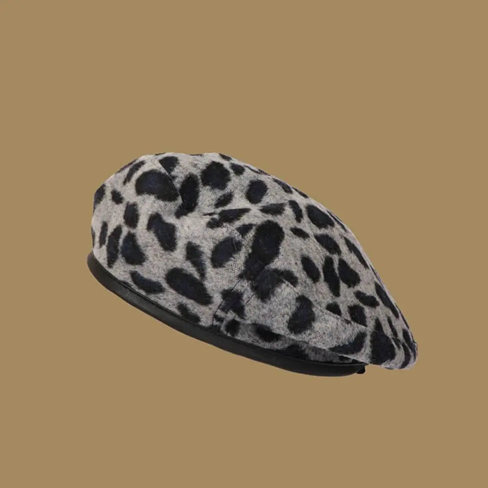Fashion Leopard Print Beret All-Match Student Octagonal Cap Painter Hat
