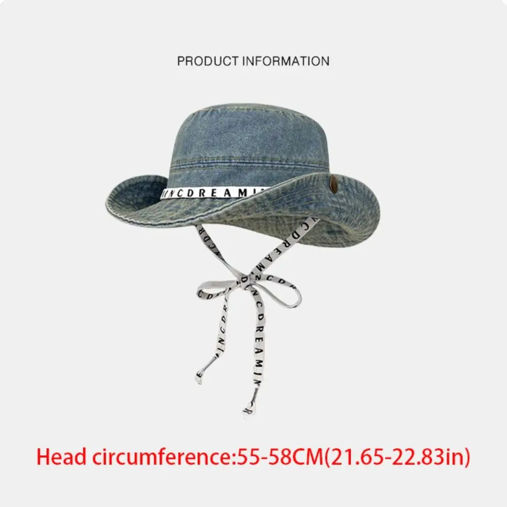 Sweet Big Brimmed Denim Bucket Hat