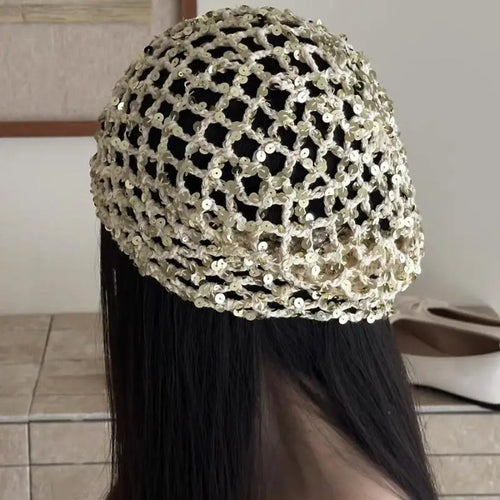 Ins Style Sequined Hollow Pullover Hats Women
