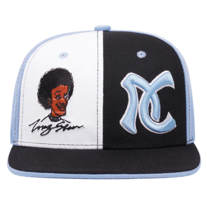 Flat brimmed Hat Black AC Embroidered Snapback Hat