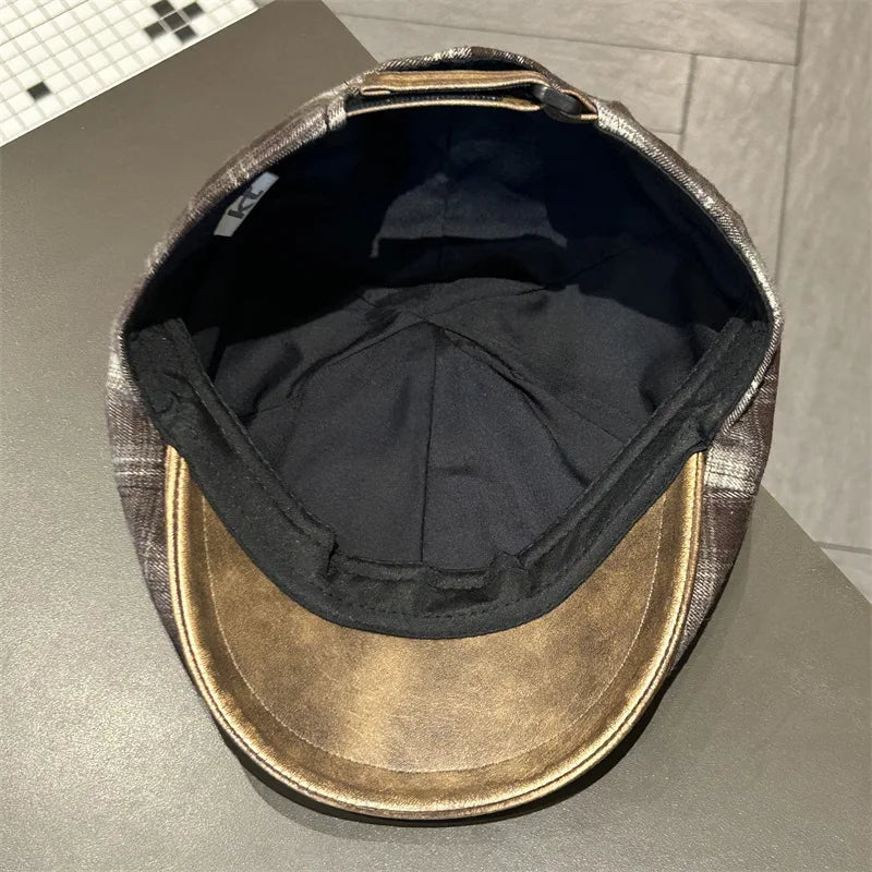Autumn And Winter Japanese Plaid Warm Forward Hat
