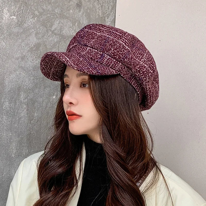 Women's Vintage Octagonal Beret, Newsboy Hat