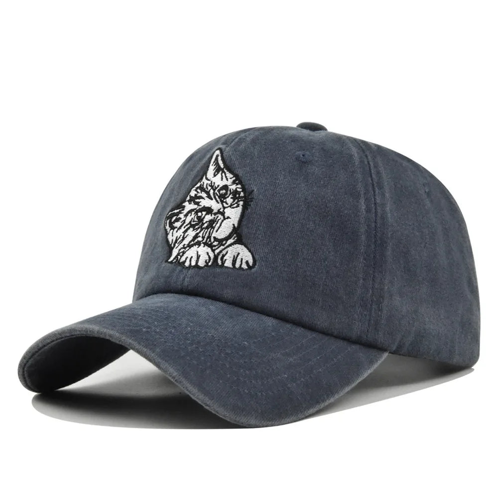 Vintage Cat Embroidery Baseball Cap