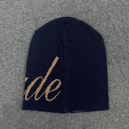 Unisex American Street Letter Jacquard Knitted Hat Double-Sided Hip Hop Skateboarding