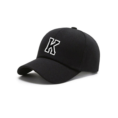 Black Unisex 26 A-Z Letter Baseball Cap, Adjustable Casual Breathable Sunscreen Cap