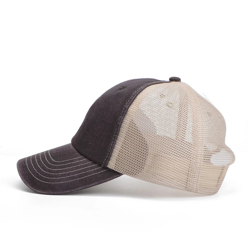 Men's Women Vintage Fashion Adjustable Mesh Trucker Hat