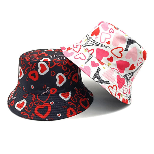 Love Pattern Valentine's Day Gift Bucket Hat Women Men Summer