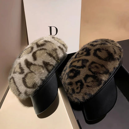 Autumn And Winter Mink Fur Newsboy Hat