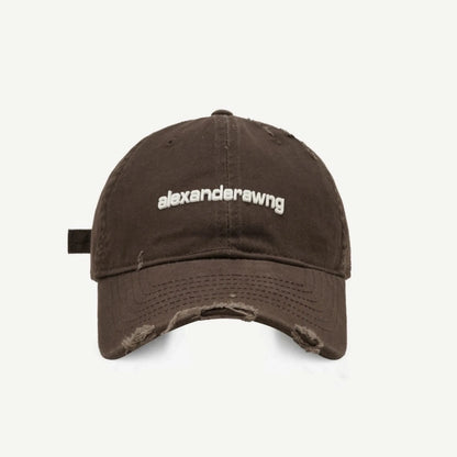 Ripped Letter Embroidery Trendy Baseball Cap Children Soft Top Showing Face Small Couple Big Head Casual Cap Men